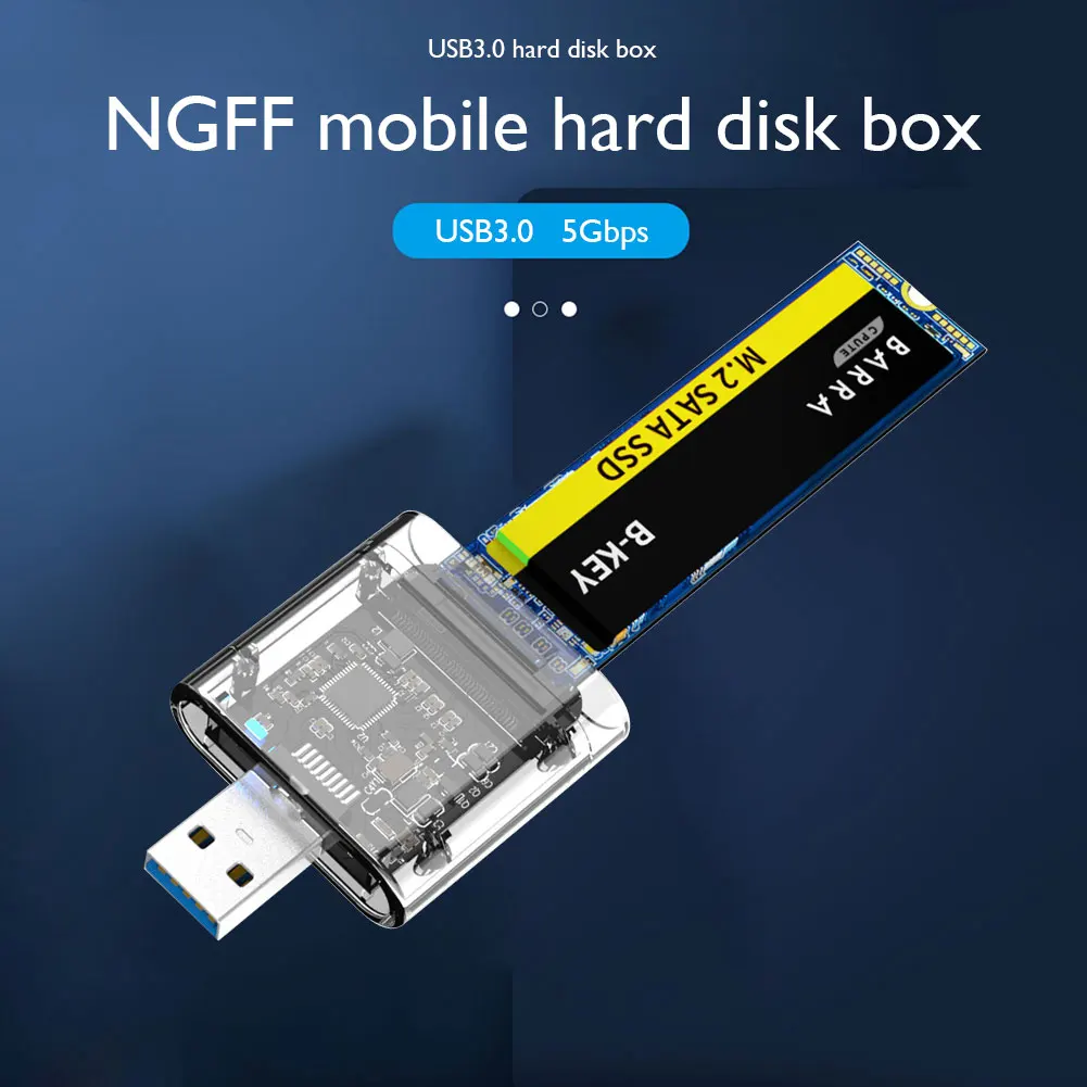 

M2 SSD Case M.2 To USB 3.0 Gen 1 5Gbps High-speed External SSD Enclosure For SATA M.2 NGFF SSD 2242 2260 2280 Card Adapter