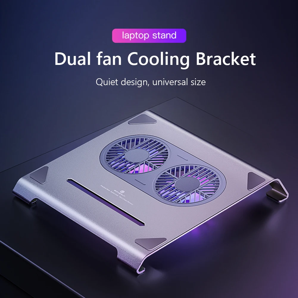 

Aluminum Laptop Stand Dual Cooling Fan Pad For Macbook iPad Tablet Support 17in Notebook Holder Bracket Laptop Stand Computer PC