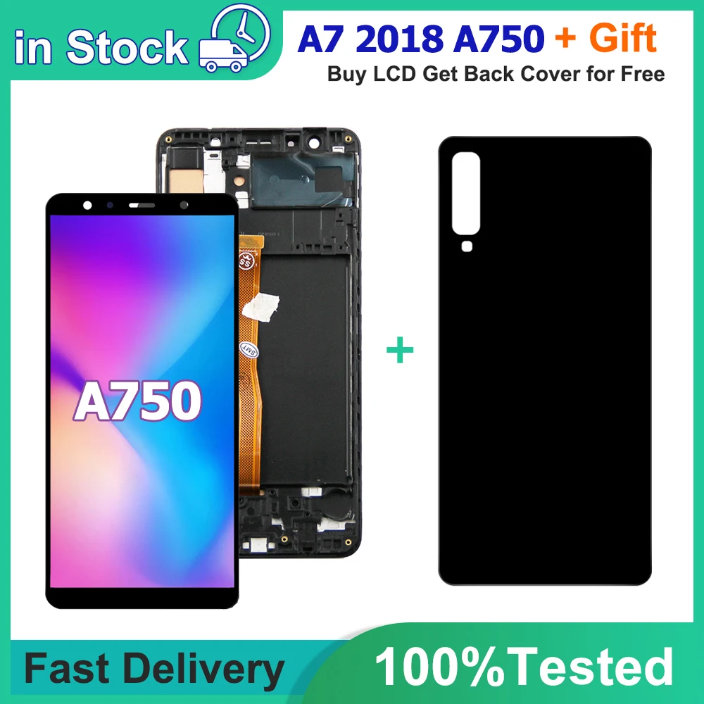 Оптовая продажа, дисплей 6,0 дюйма для Samsung Galaxy A7 2018 A750 LCD SM-A750F A750F, дисплей с рамкой, сенсорный экран в сборе, замена Оптовая продажа, дисплей 6,0 дюйма для Samsung Galaxy A7 2018 A750 LCD SM-A750F A750F, дисплей с рамкой, сенсорный экран в сборе, замена