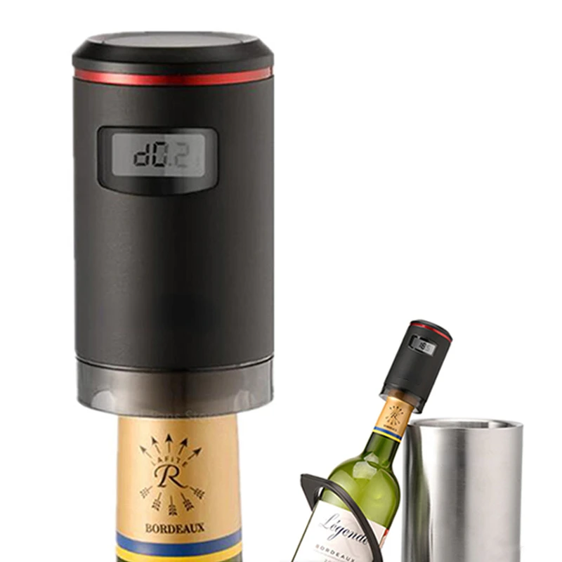 

Rechargeable Smart Electric Vacuum Wine Stopper Automatic Vacuuming Keep Fresh 7 Days LED Show Temperature