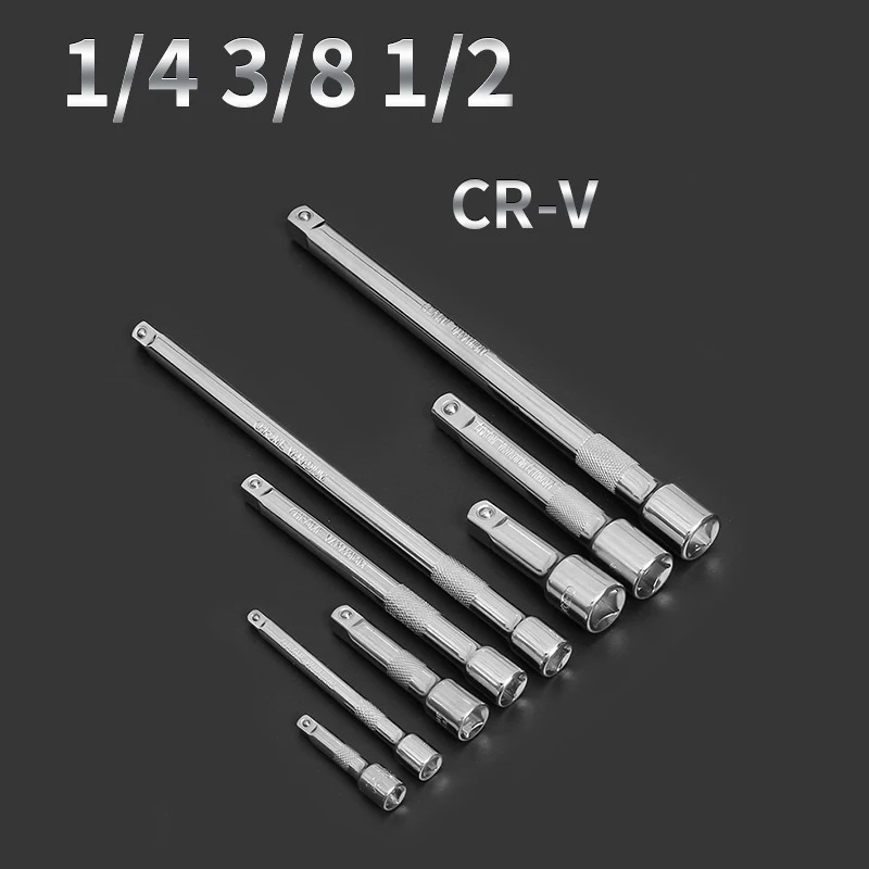 

1/4 3/8 1/2 CRV Socket Ratchet Wrench Extension Bar 50/75/100/125/150/250mm Long Bar Steering Sleeve Connecting Rod Accessories