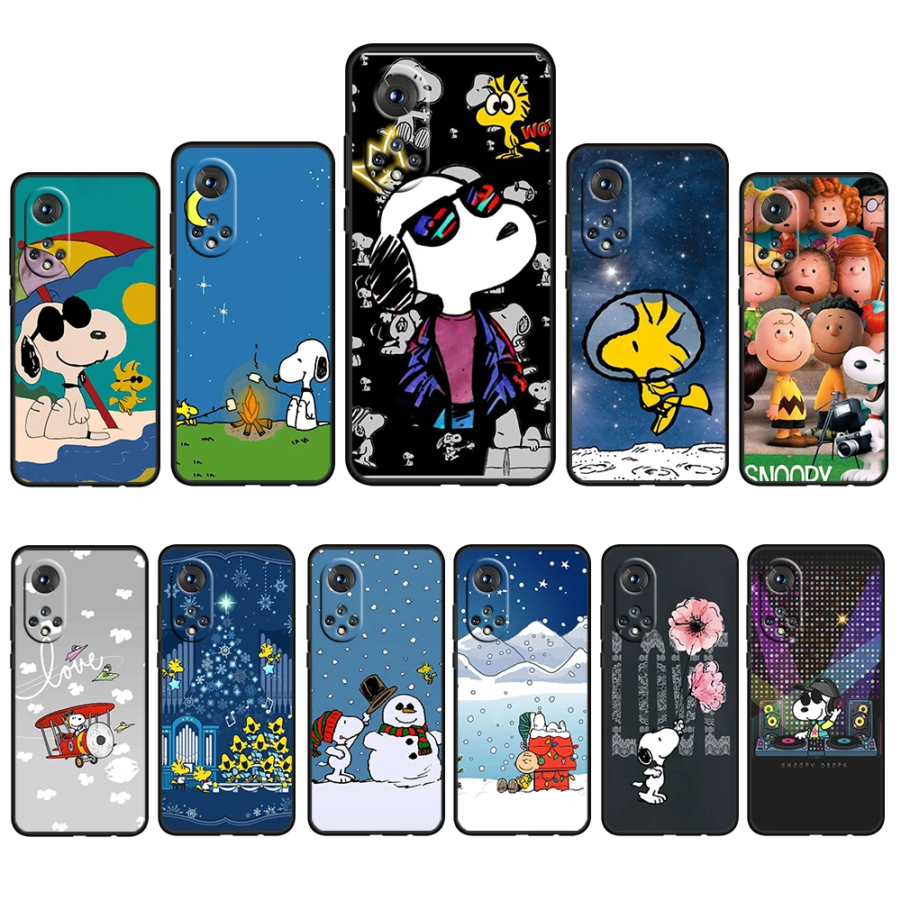 

Snoopy Cartoon Dog For Honor 60 50 20 SE Pro X30 10X 10i 10 9X 9A 9C 8X 8A Lite Silicone Soft TPU Black Phone Case Capa Cover