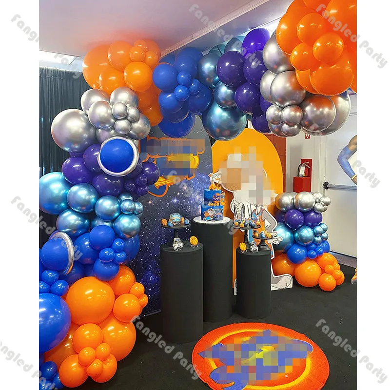 

135 шт. матовые оранжевые синие воздушные шары, гирлянда, Детские шары для душа, фон на 1-й день рождения, пол, раскрытие, свадебное украшение