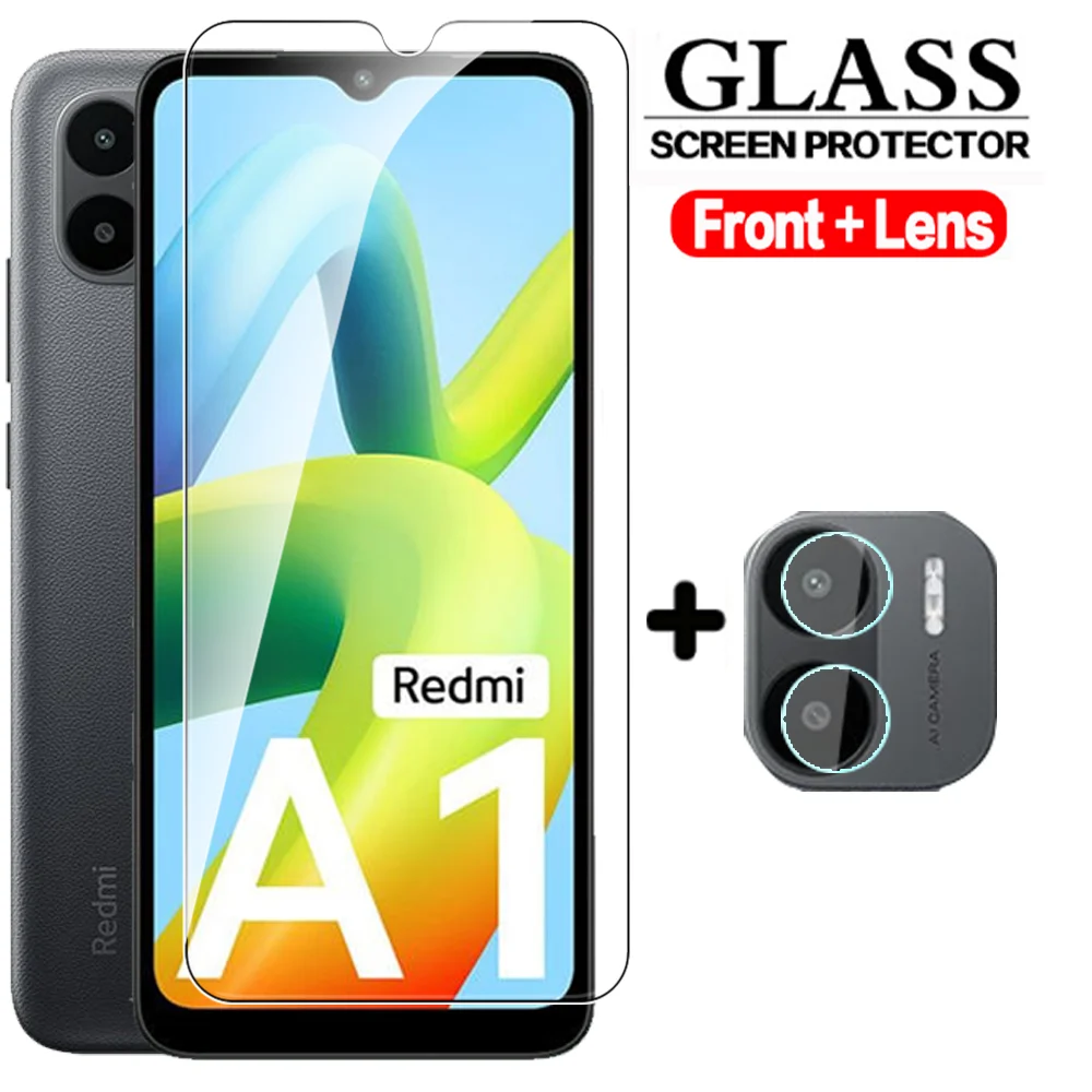 

For Xiaomi Redmi A1 Plus 4G 2TO1 Tempered Glass Screen Protector MiA1 Mi A1+ RedmiA1 A1Plus 6.52inch Camera Lens Protective Film