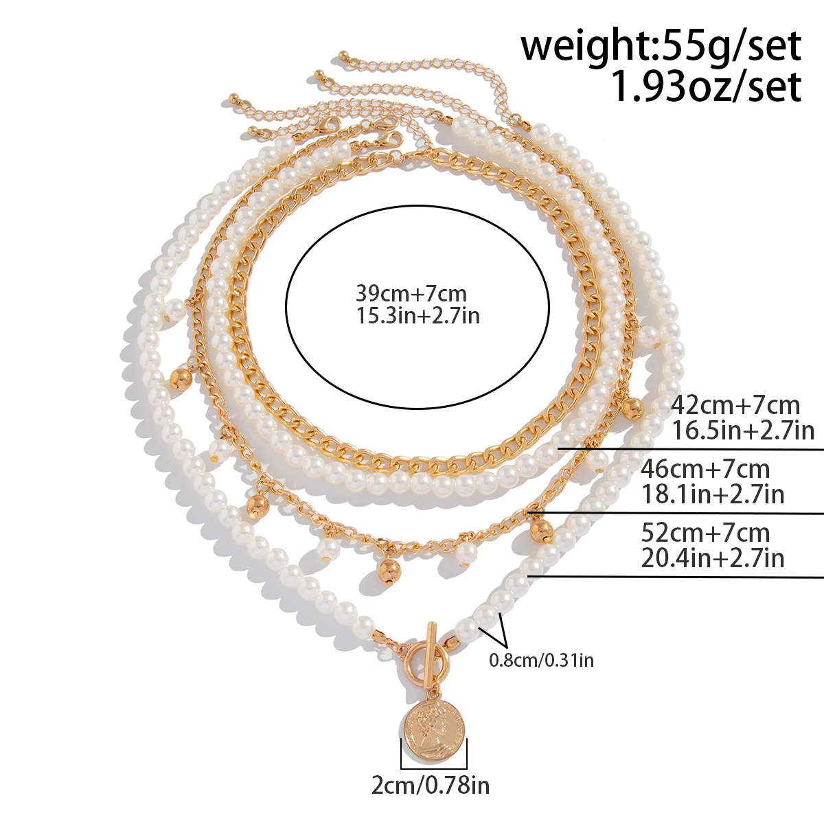 IngeSight.Z 4 шт./компл. элегантное колье-цепочка с имитацией жемчуга для женщин