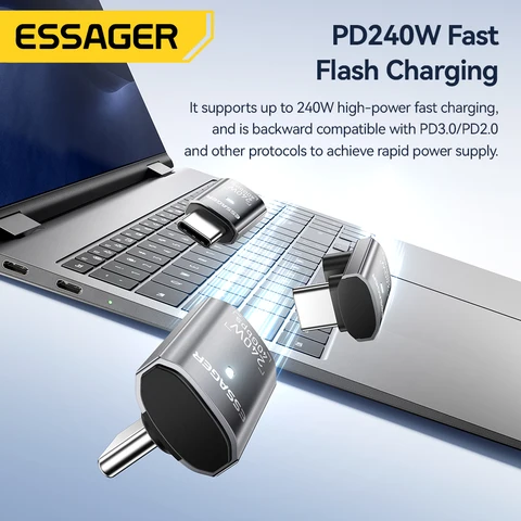 Essager USB4.0 40 Гбит/с OTG конвертер 240 Вт доставка питания под прямым углом USB C адаптер передачи данных для телефона Macbook планшета 8K60 Гц