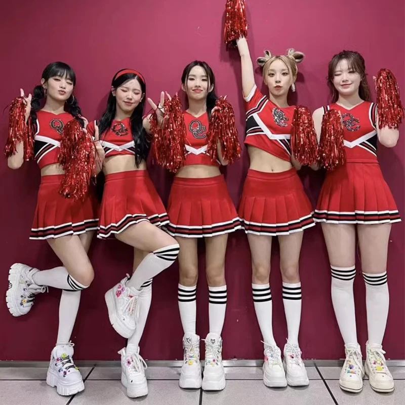 2023 Женская одежда для джазовых танцев женский костюм выступлений красный Kpop Y2K