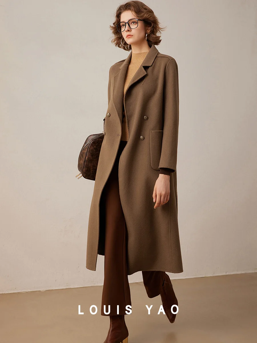 LOUIS YAO 2024 зимнее хлопковое шерстяное пальто элегантное с большим воротником