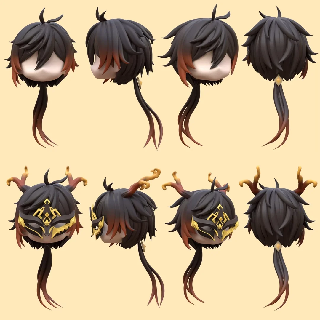 Аниме Genshin Impact Zhongli Zhong Li ручной работы OB11 OB22 фото Съемная фотозадняя маска игра