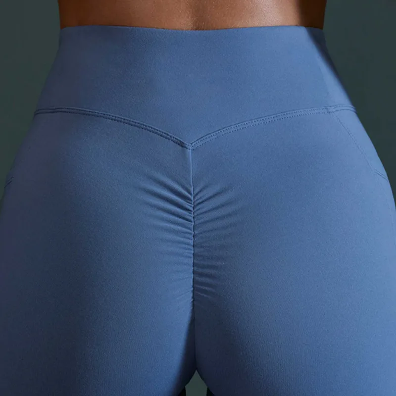 Gym Jogging Running Shorts Yoga Shorts Women High Waist Lifting Push Up Tight Sports Pocket Fitness Yoga Short Pant