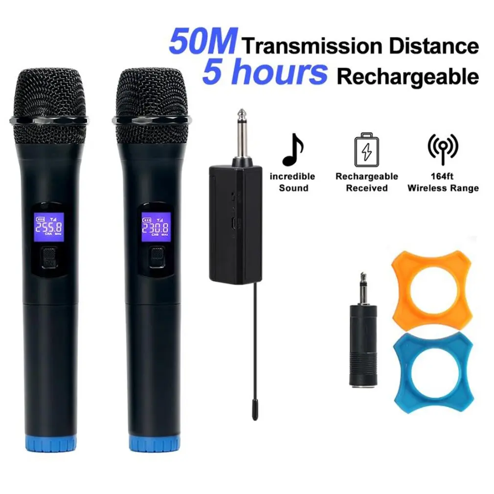New 1 Pair Wireless Microphone System Kits USB Receiver Handheld Karaoke Microphone Home Party Smart TV Speaker Singing Mic
