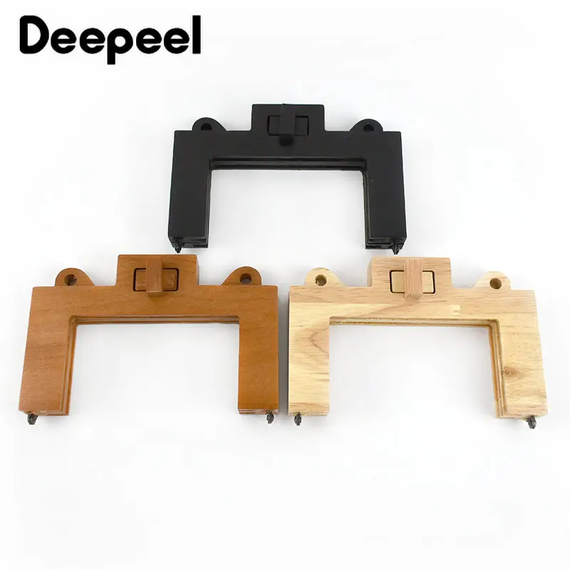 1Pc Deepeel 16cm Handmade Sewing Brackets Wood Bag Closure Purse Frames Retro Square Wooden Kiss Clasp Handles for Making Bags