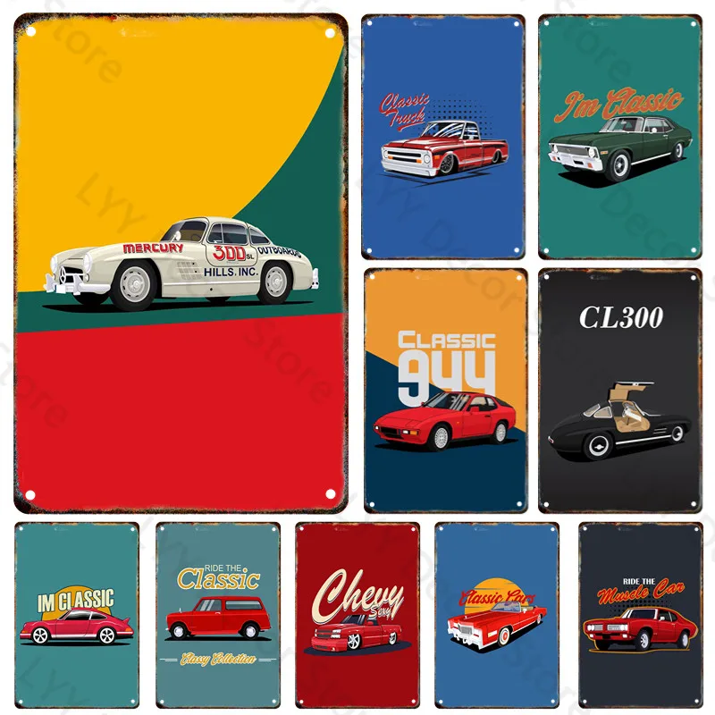 

Vintage Car Tin Painting Metal Signage Art Poster Home Living Room Garage Bar Club Man Cave Decorative Iron Painting Wall Decor