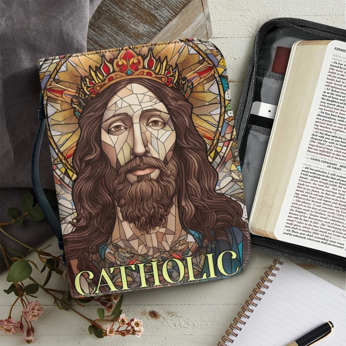 

Hot God Jesus Pattern Print Women's Leather Handbags Christianity Bible Bag Custom Bible Cover Case Portable Bible Storage Bags