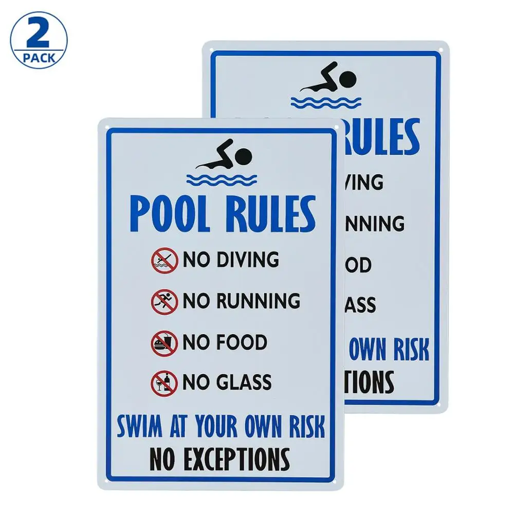 

2-Pack Personalized Vintage Distressed Look Pool Rules Metal Room Sign