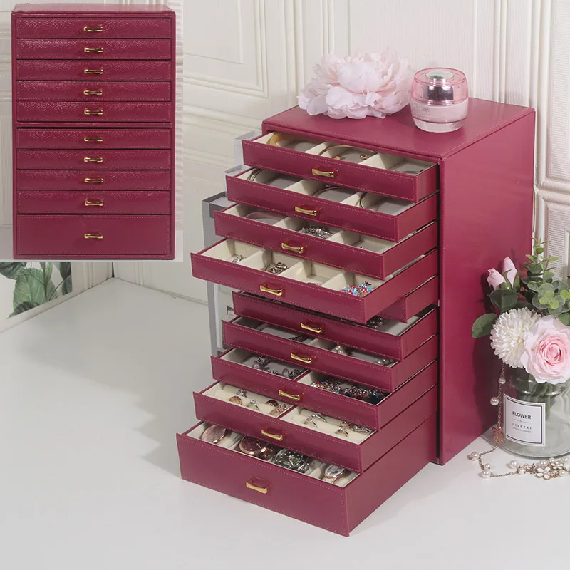 Luxury Multi Layer Jewelry Box Korean Large Capacity Jewelry Storage Box Organizer for Girl Case Wooden with Lock Gift Ideas