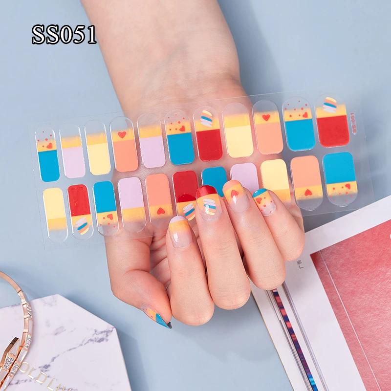 

Korean Nail Polish Strips Self-Adhesive Art Design Sticker Full Cover Gel Wraps Stickers For Women Decals Decoration Sliders 3D