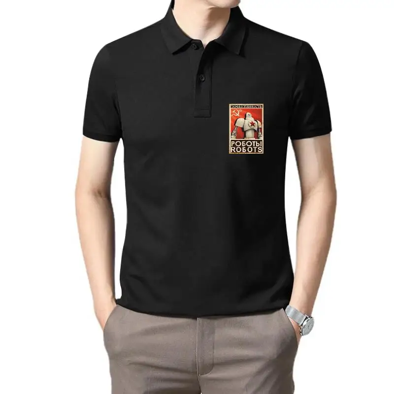 

Golf wear men New fashion cotton CCCP PROPAGANDA ROBOT POSTER USSR Russia Russian Soviet HAMMER Cotton polo t shirt for men