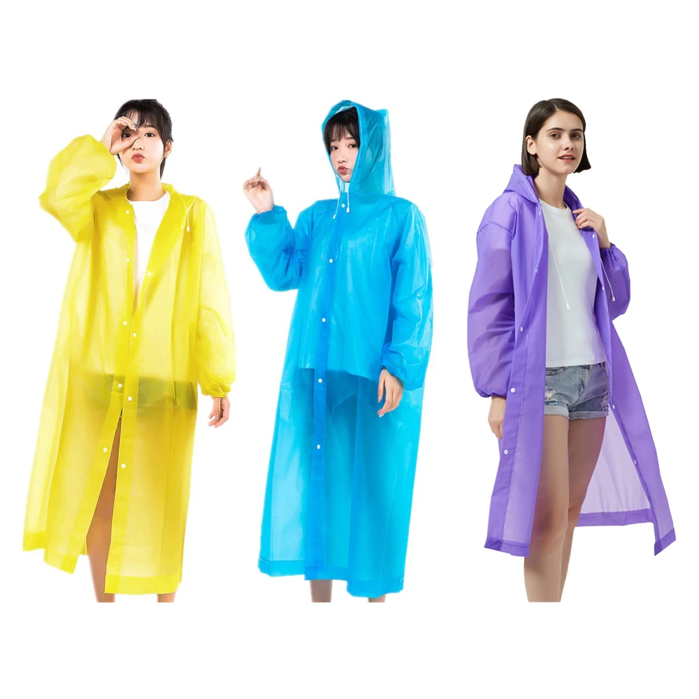 

3pcs Waterproof Rain Fashion PEVA Women Man Raincoat Thickened Poncho Coat Adult Clear Transparent Camping Hoodie Rainwear Suit