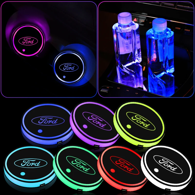 

Car Water Cup Pad Luminous Coaster for Ford Focus Mondeo MK1 MK2 MK4 MK3 2006 Fiesta ST Line Kugo Transit Escape Fusion Explorer