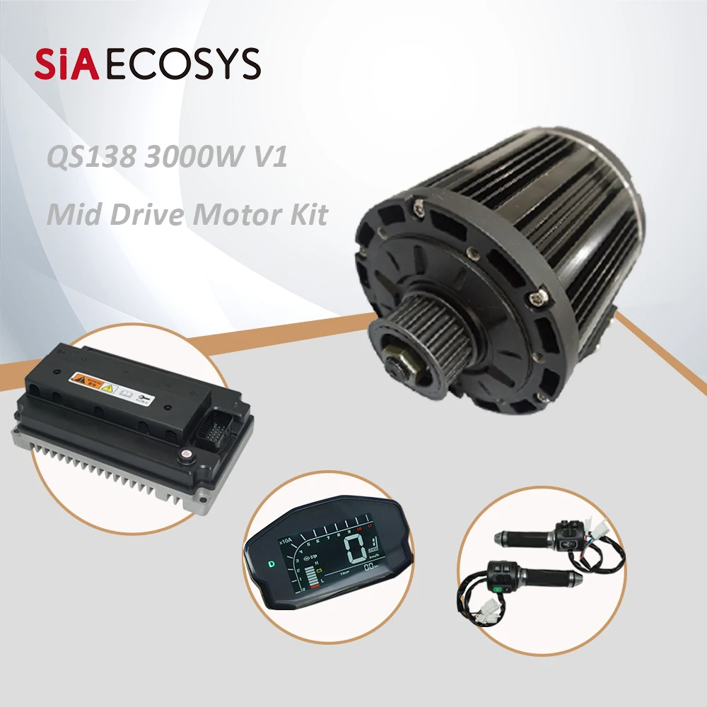 Фото QS Motorors QS138 3000W 72V V1 BLDC Комплект питания двигателя со средним приводом 100kph Ременный двигатель с Votol EM150SP для электрического мотоцикла №1