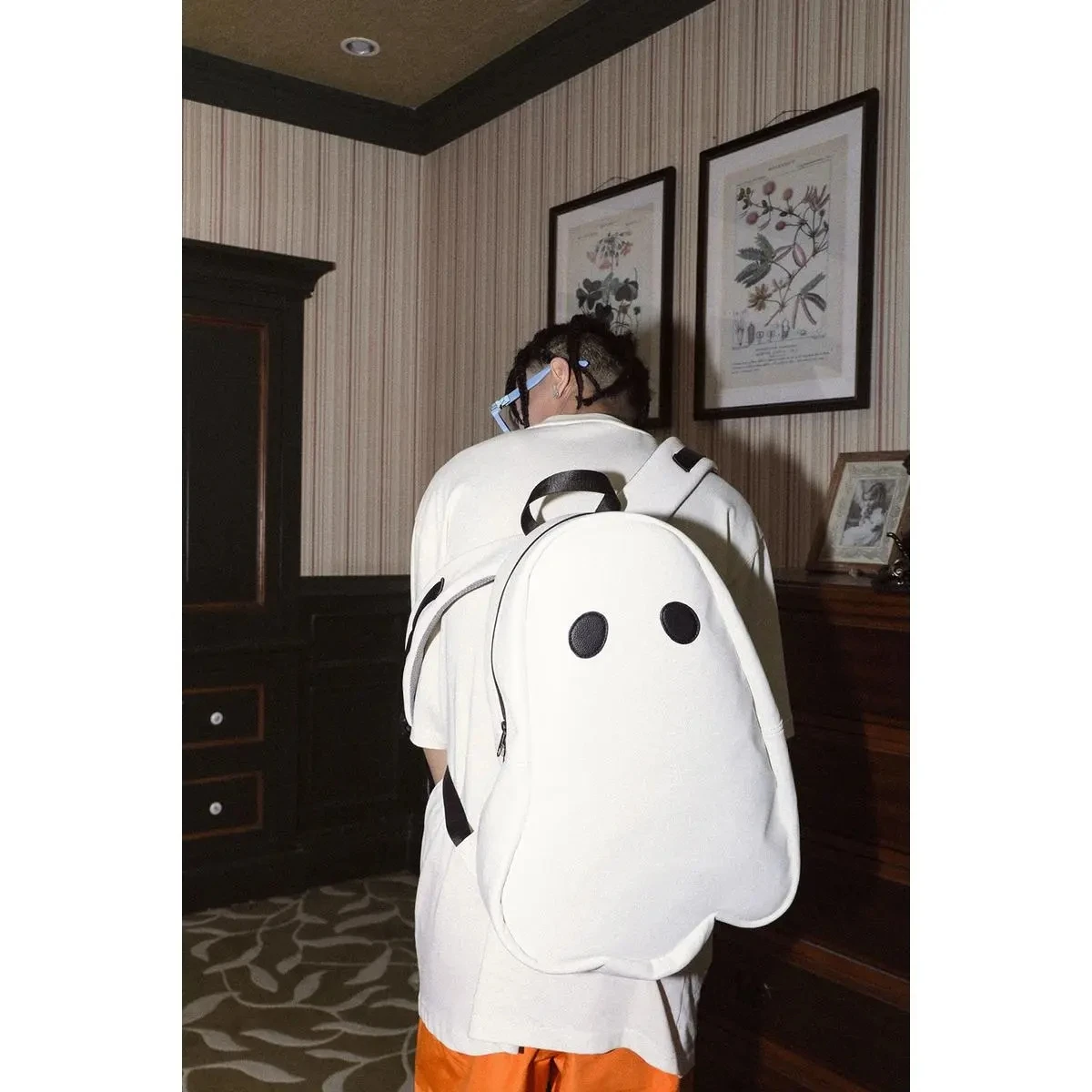 

JOY Original Design Ghost Ghost Backpack Personality PU Leather Student Schoolbag Large Capacity Travel Bag