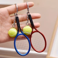 simulation tennis keyring racket table tennis racket keychain sports gifts for men women car bag pendant key chains