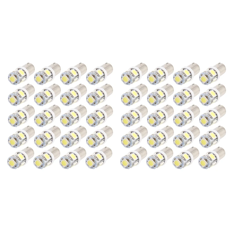 

40 X BA9S Lamp Bulb 5 Leds 5050SMD White Light DC12V 0.6W For Car