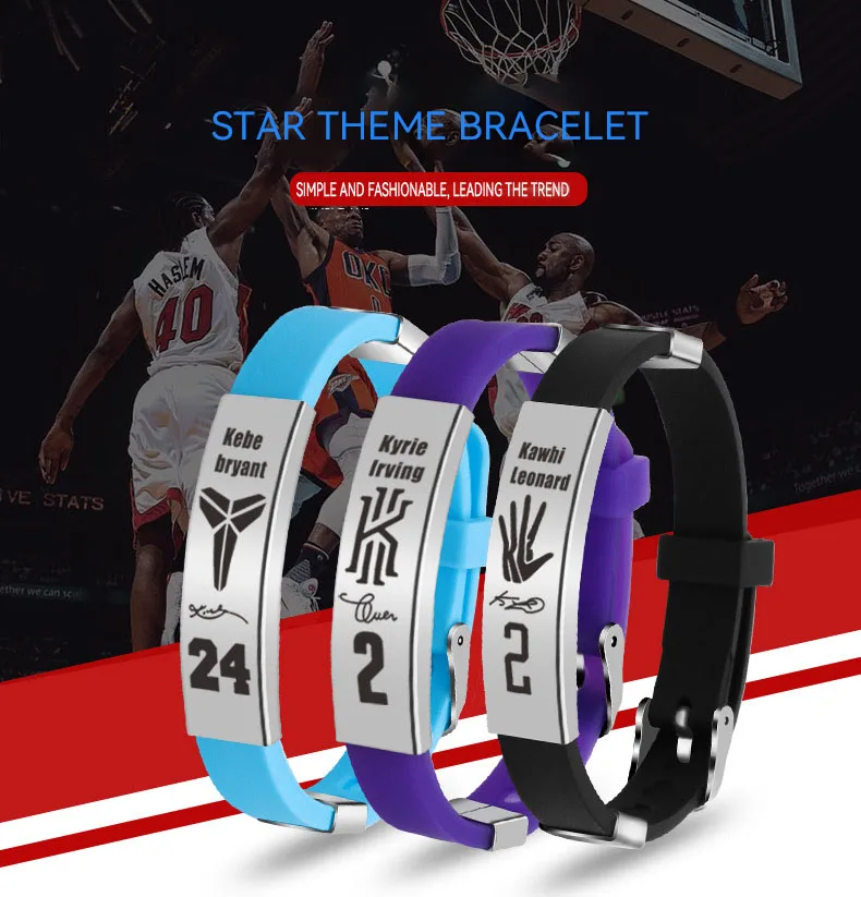 

Wholesale Basketball Lovers Bracelet Adjustable Star Silicone Bracelet Star Sports Wristband Lovers Luxury Bracelet Accessories