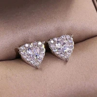 1 pair women stud earrings heart shape rhinestones jewelry lightweight long lasting ear studs for wedding