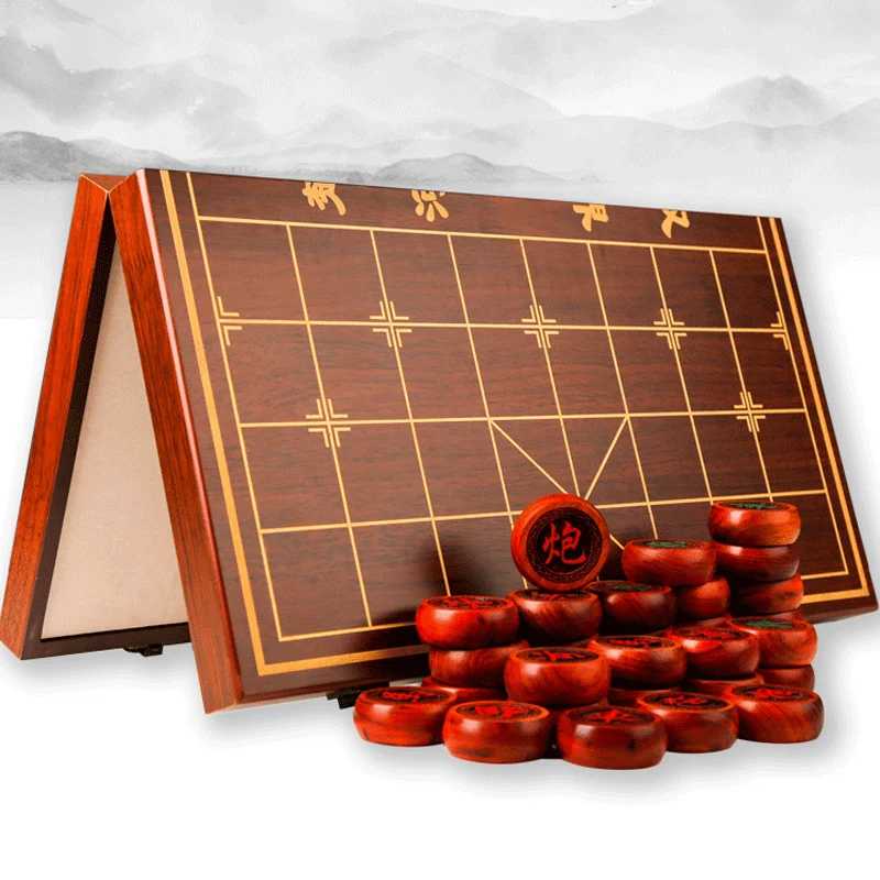 

Portable Chinese Chess Wooden sculpture Large Travel Folding High Quality Chess backgammon jogos de tabuleiro games for family