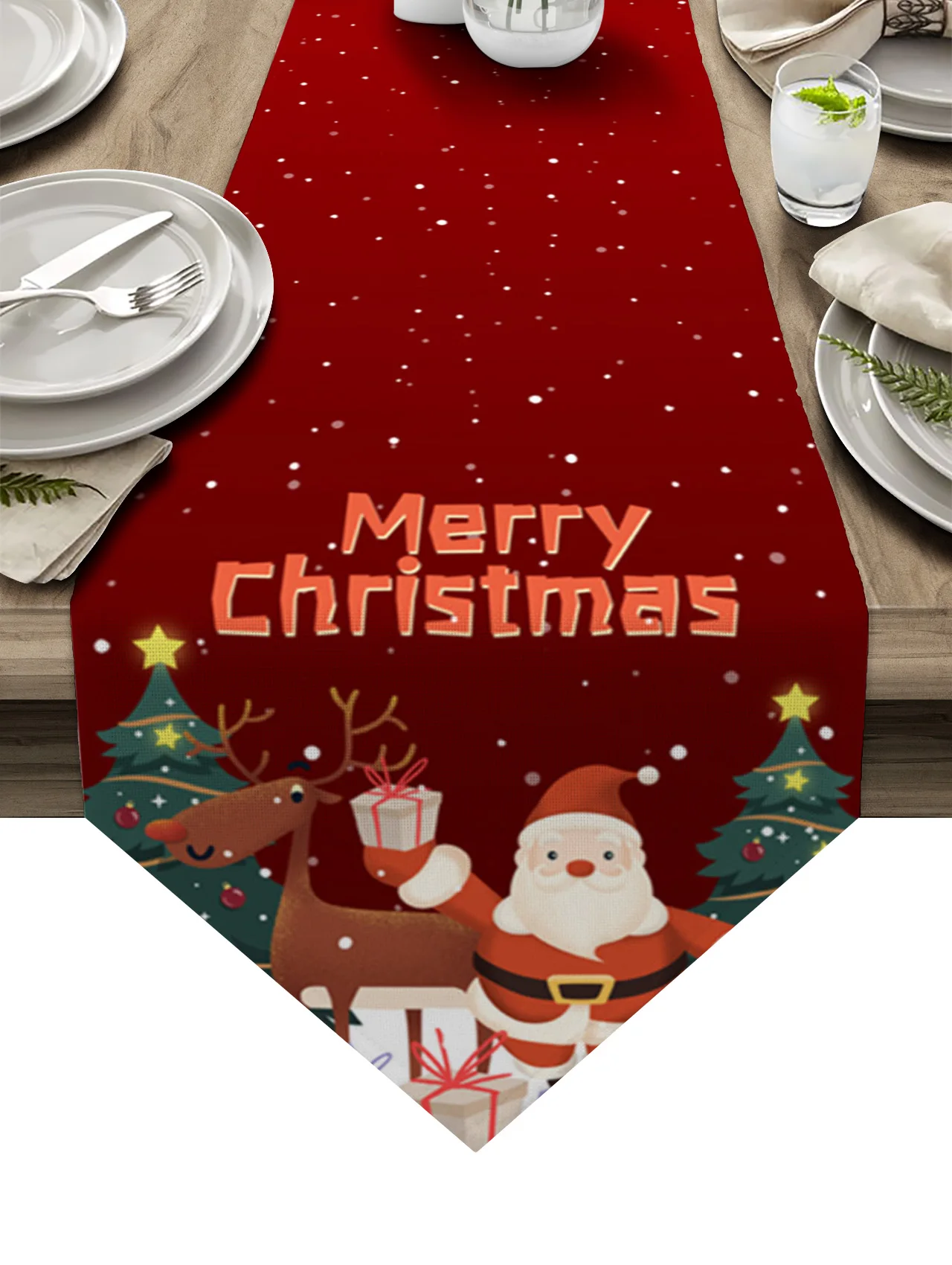 

Christmas Santa Claus Elk Gift New Year Christmas Home Decor Table Runner Wedding Decoration Tablecloth Kitchen Table Runners
