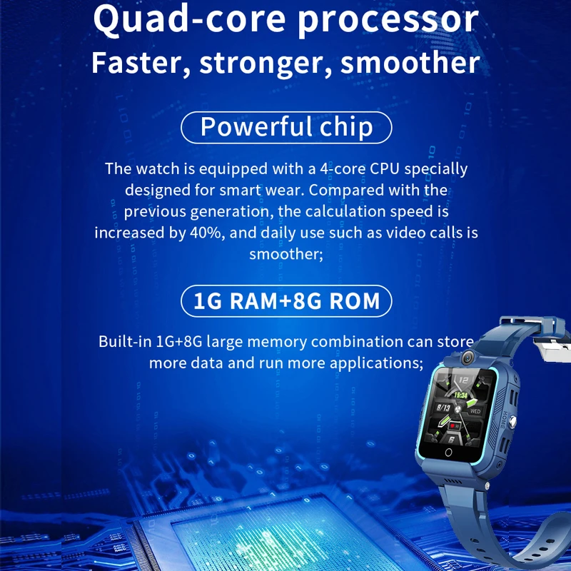 4G Детские умные часы 1 Гб + 8 Поддержка приложения GPS Смарт-часы детские двойная