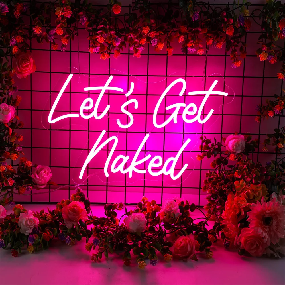 

Неоновая световая вывеска Let's Get Naked, индивидуальная Светодиодный лампа для ванной комнаты, светильник для душа, мужская пещера, искусство дл...