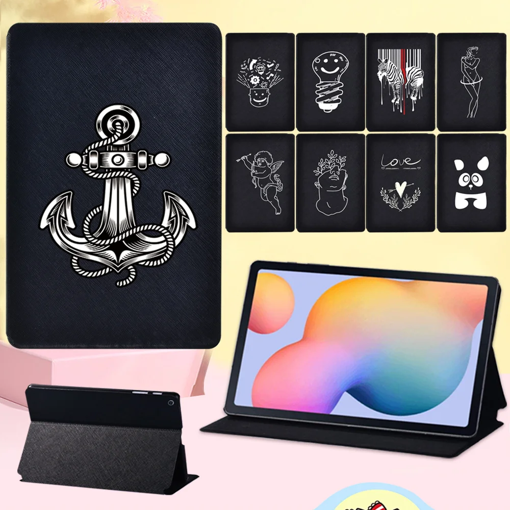 

Flip Tablet Cover Case for Samsung Galaxy Tab S6 Lite 10.4" P610/P615 High Quality White Image Series Soft Leather Shell + Pen