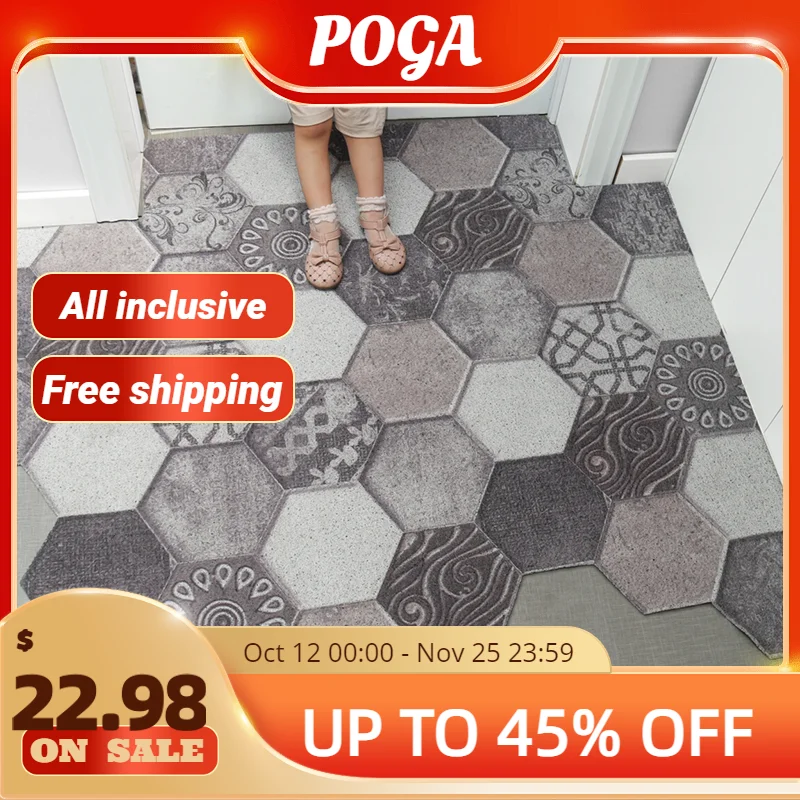 

Ins Doormat Non Slip Waterproof Dustproof Carpet Hallway Bath Mat PVC Kitchen Mat Can Be Cut Custom Indoor Home Entrance Doormat
