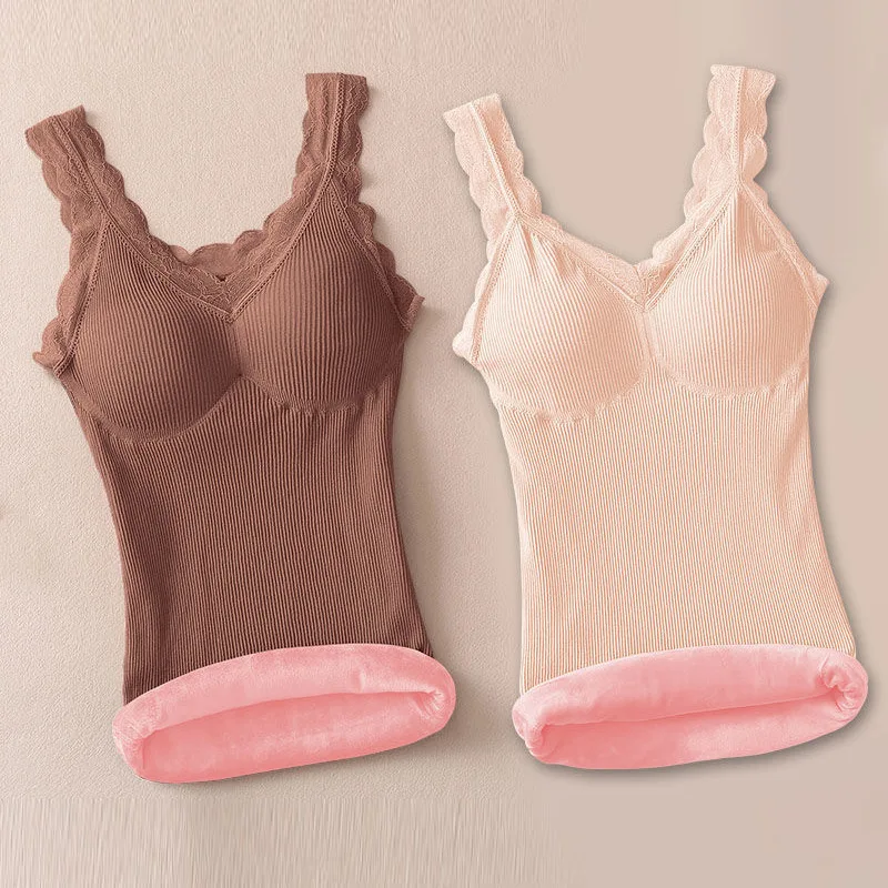 

40-90kg Plus Size Bra Thermal Vest Women's Sling Underwear Thickening Fleece Sexy Undershirt Intimate Female Warm Top Inner Wear
