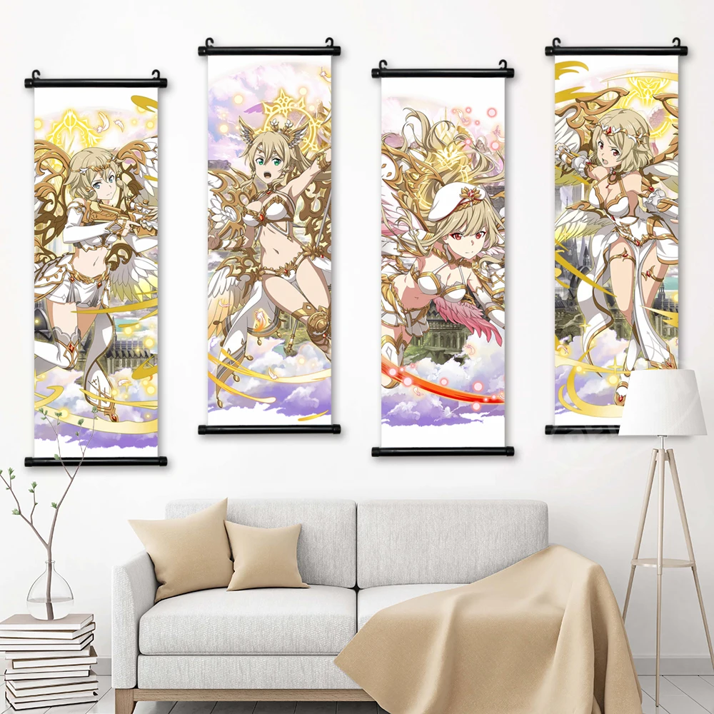 

Wall Sword Art Online Pictures Mural Poster Clever Female Swordsman Scroll Hanging Painting Canvas Yuuki Asuna Prints Home Decor
