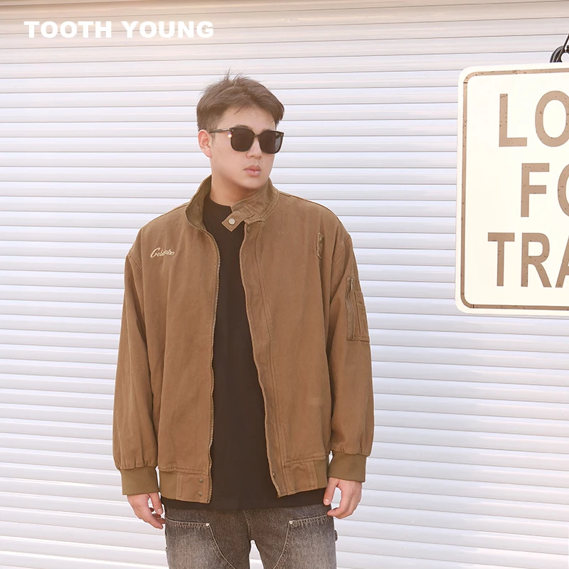 Zheng Yiai Wear Street Fashion Simple Plus size Loose Men's Clothing Autumn Short Casual Stand Collar Jacket