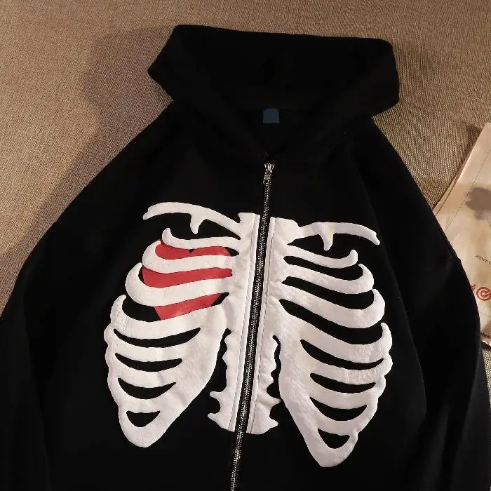 Толстовка с капюшоном на молнии для мужчин и женщин свитшот в готическом стиле