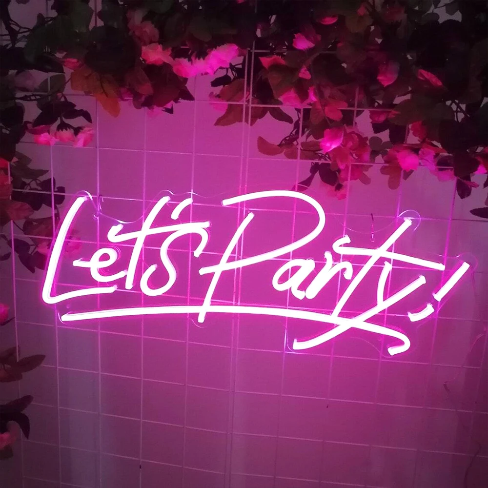 Let's Party LED Neon Sign Christmas Thanksgiving Decor Party Living Bedroom Bar Game Decoration Night Personalized Signboard