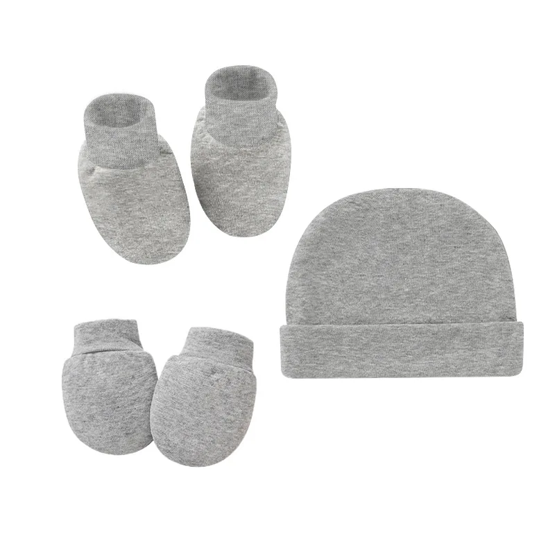 

3pcs/Lot Solid Caps for Children Kids' Hat for New Born Baby Hat Birth Hat Baby Beanie Toddler Hat Glove Set Newborn Accessories