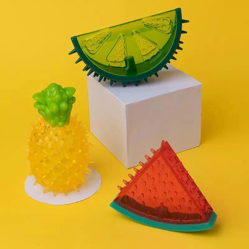 

Pet Supplies Summer Cooling Dog Chew Toy Watermelon Pineapple Doll Cat Ball for Small Dogs Fruit Shape Puppy Molar Stick NEW