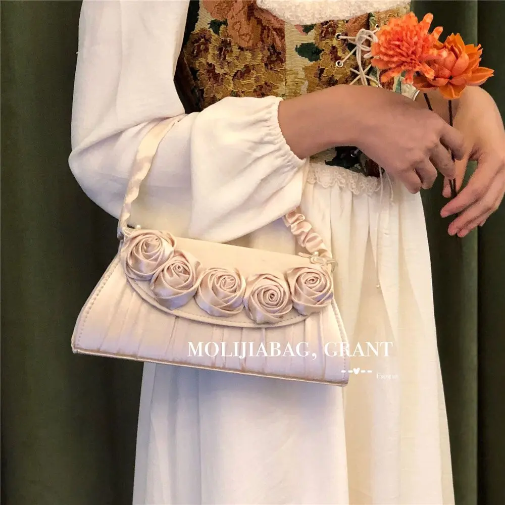 

Fairy Crossbody Bags For Women 2022 New Vintage Leather Elegant Handbag Versatile Shoulder Bags Elegant Lady Flowers Silk Party