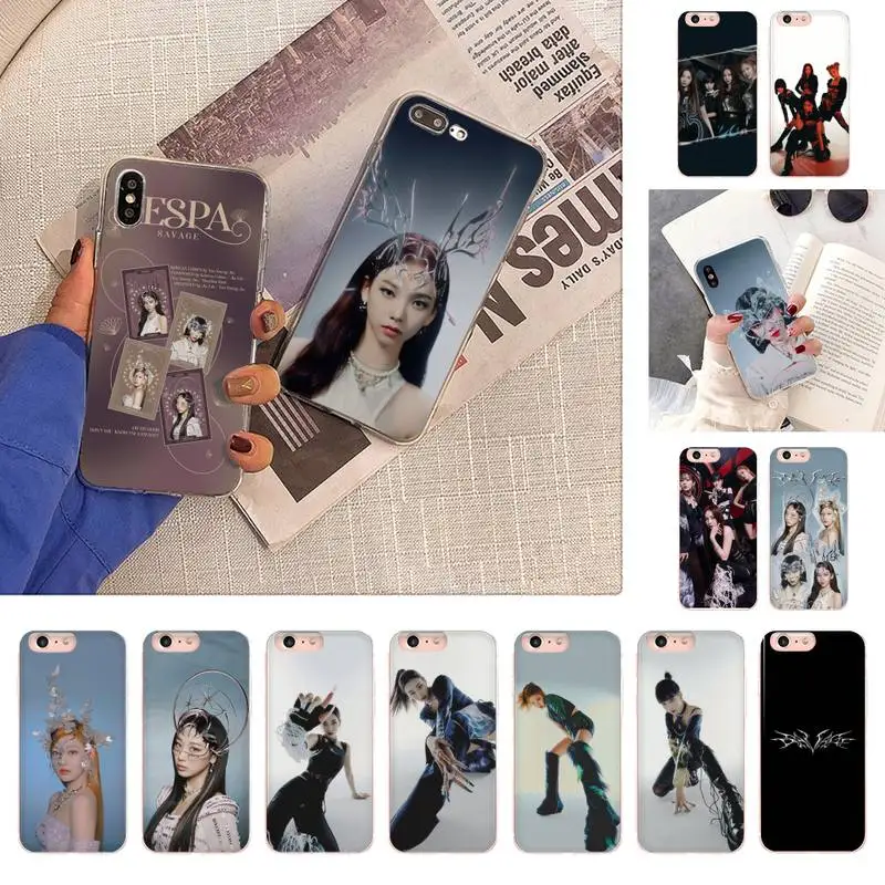 

FHNBLJ aespa kpop savage Phone Case for iPhone 11 12 13 mini pro XS MAX 8 7 6 6S Plus X 5S SE 2020 XR case
