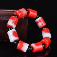 natural blood red hand carved barrel beads jade bracelet fashion boutique jewelry men and women bracelets gift accessories