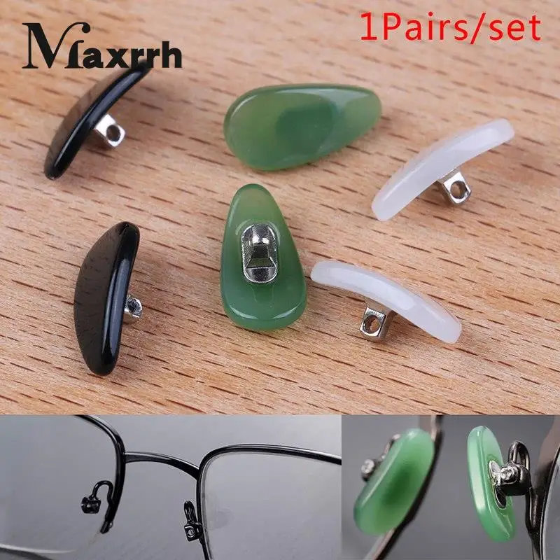 

1 Pair Anti-slip Jade Nose Pads Stick On Screw-in Nose Pad For Eyeglasses Glasses Accessories