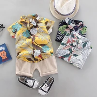 2pcs baby clothes suit hawaiian beach style baby boy clothes summer short sleeved shorts suit baby printed shirtcasual shorts