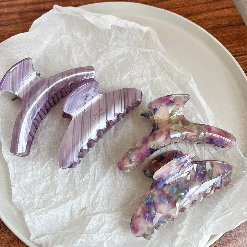 

French Ins Purple Texture Acetate Hair Clips For Women Girls Geometry Shape Popular Hair Catches Accessories 2023 New Headdress