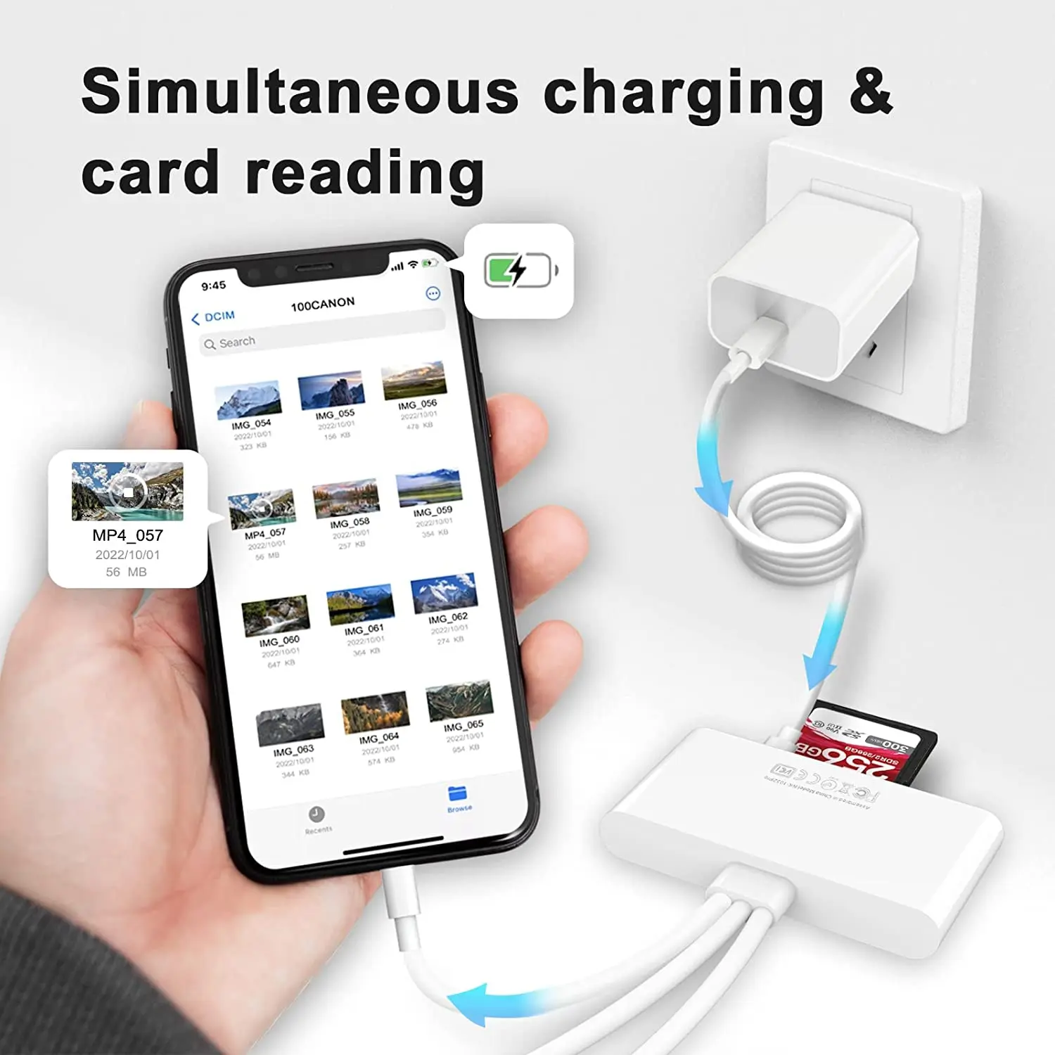 3/5 in 1 Memory Card Reader USB OTG Extender Adapter & SD Card Reader For iPhone/iPad USB C and USB A Devices with SD Card Slots